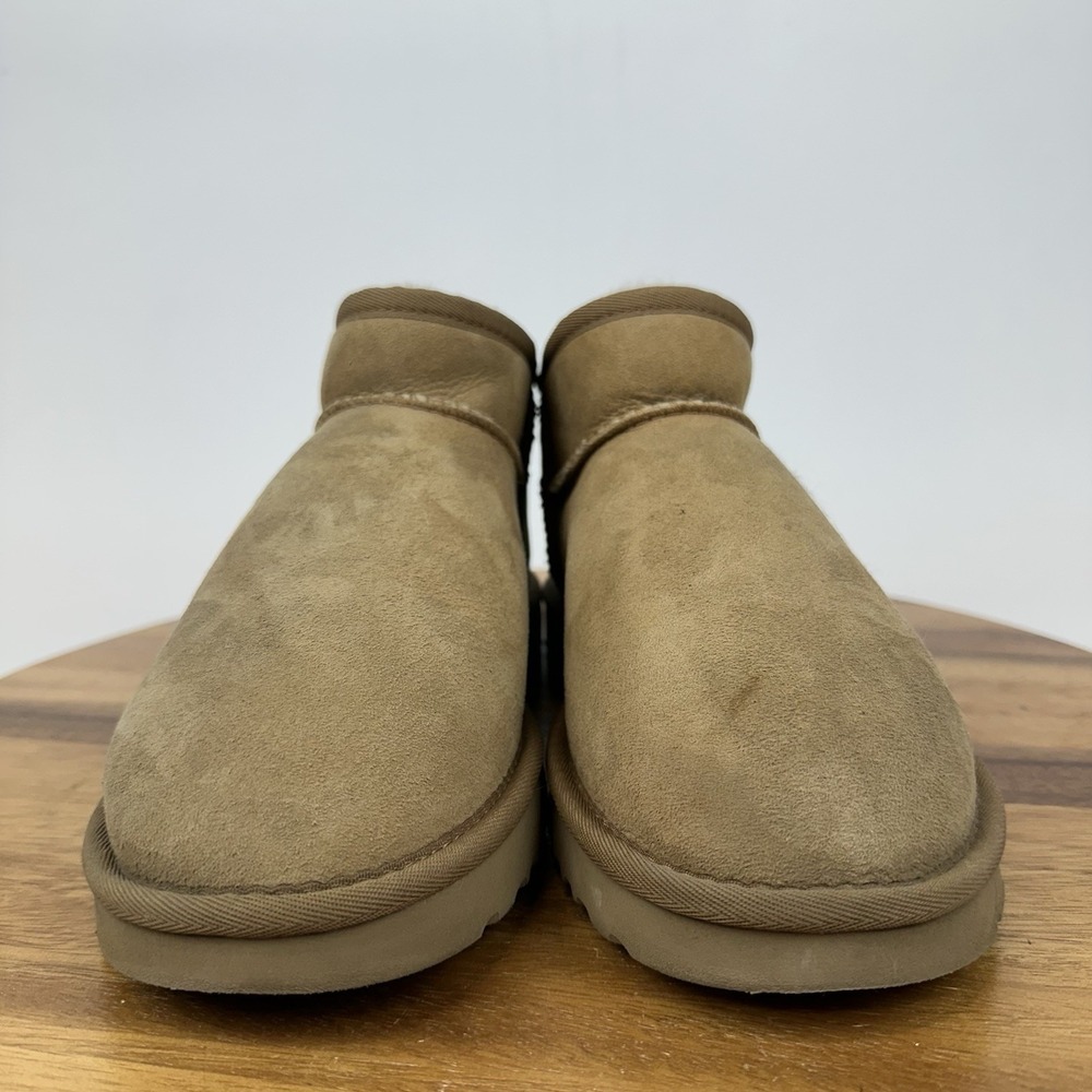 Womens Ugg Classic Ultra Mini Tan Shearling Lined Comfort Boots‎ Size 8 M GUC - Picture 3 of 9